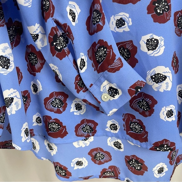 LOFT Medium Floral Retro Boho Flowy Formal Office Pocket Modest Blouse - Picture 3 of 8